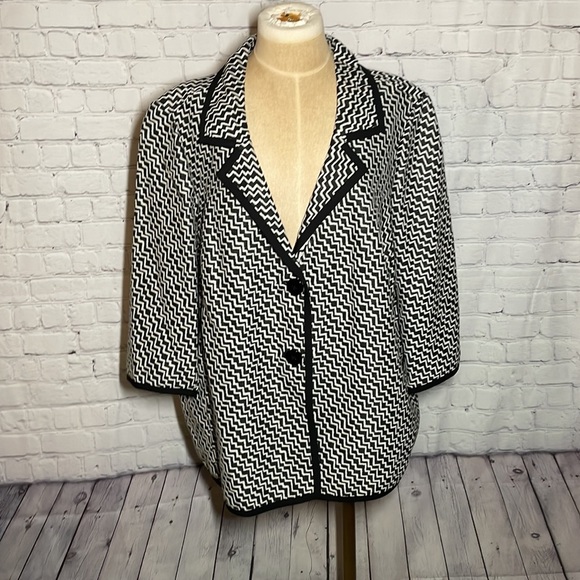 Host pick ! Tesori Black and White Pattern Blazer Plus size - Picture 1 of 7